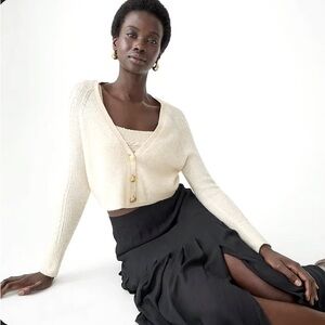 NWT J. Crew Supersoft Cropped Cable Knit Sweater Tank Set Wool Size Size X-Large